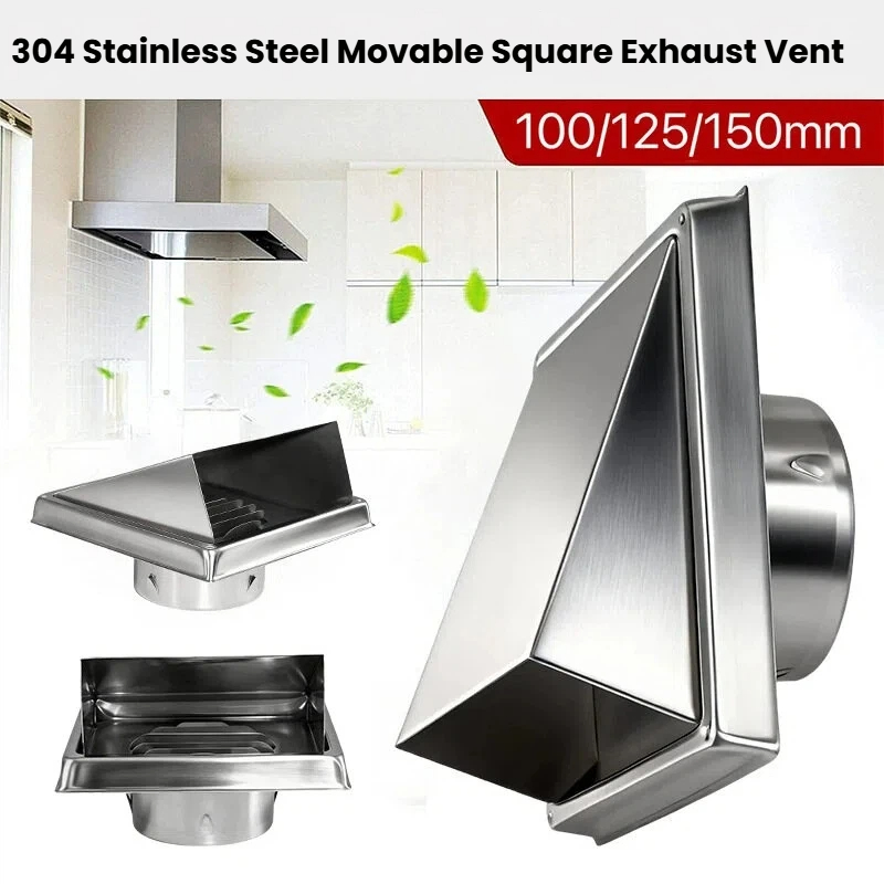 201/304 gred Square keluli tahan karat Air Vent Hood