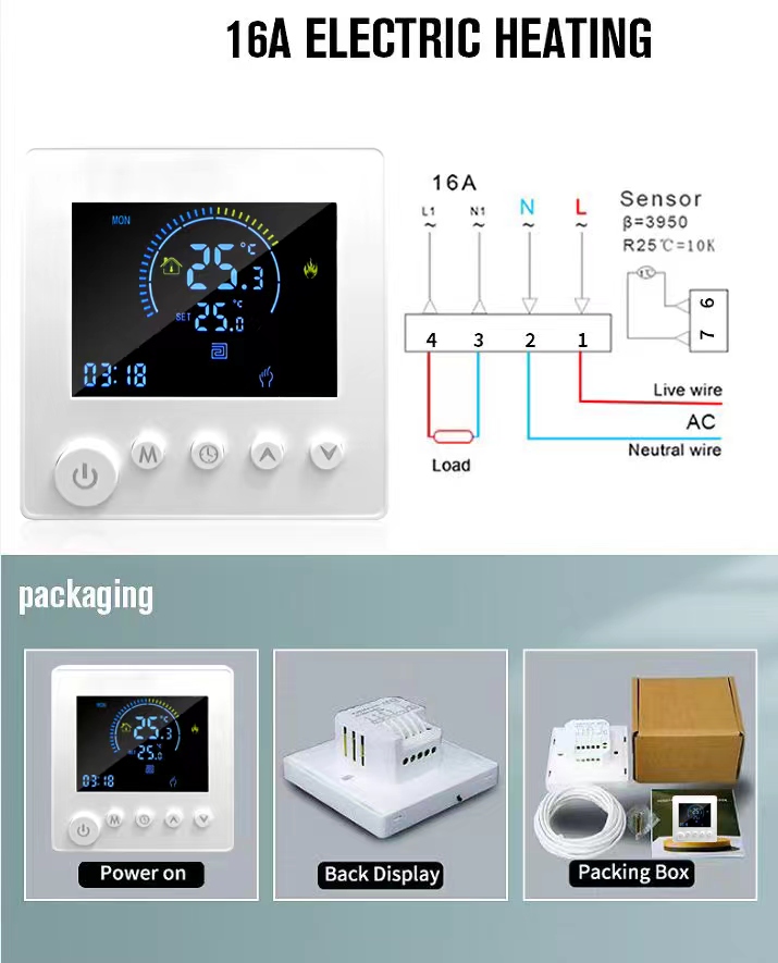 Model K1M butang WiFi termostat