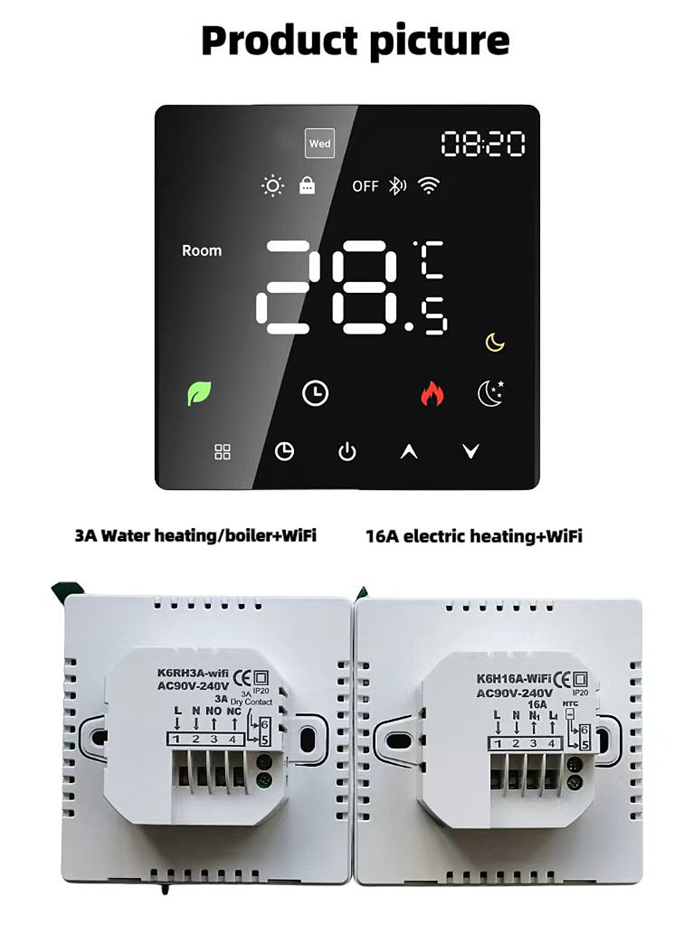 Termostat Wi-Fi Sentuh Model K6